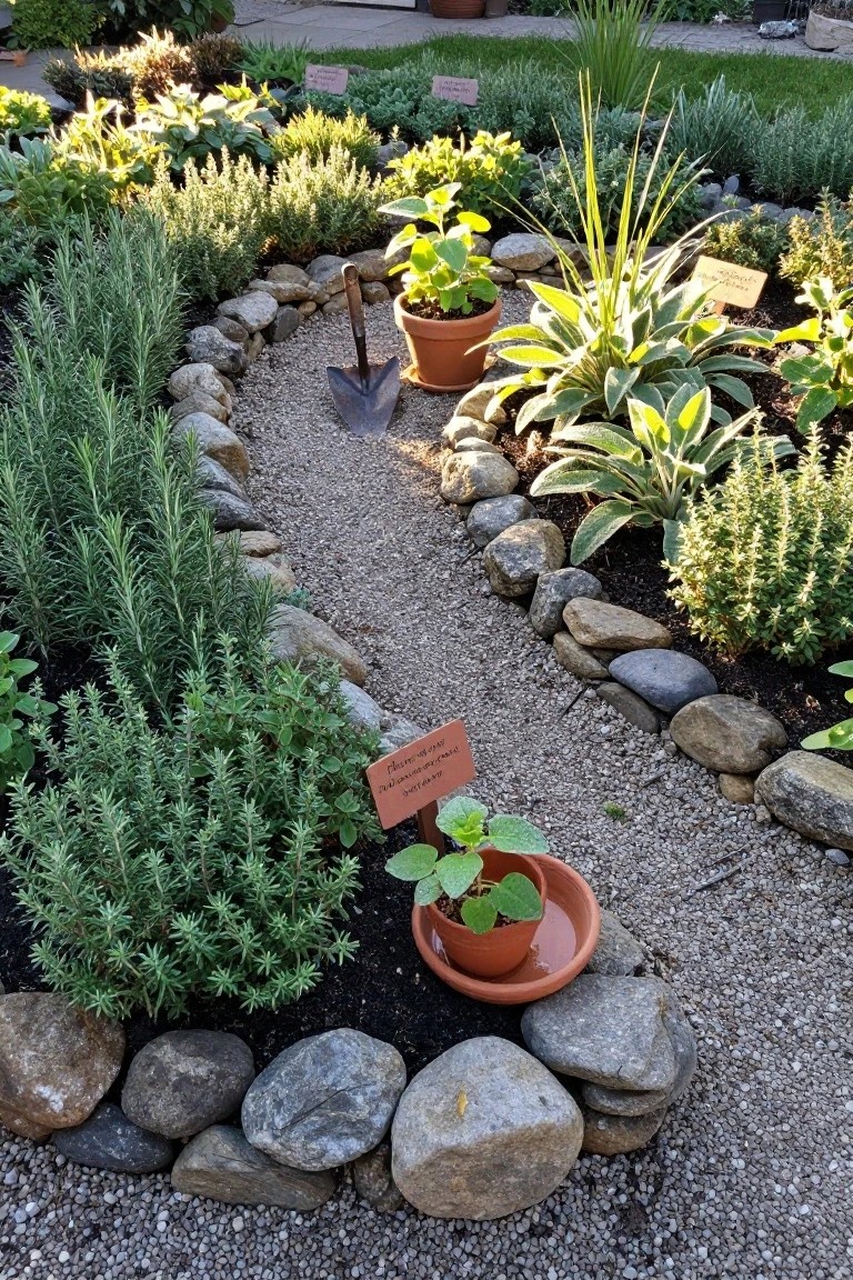 Easy Rock-Edged Gravel Path for Herbs