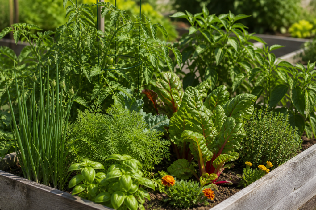 Hands inspecting spotted and yellowing vegetable leaves